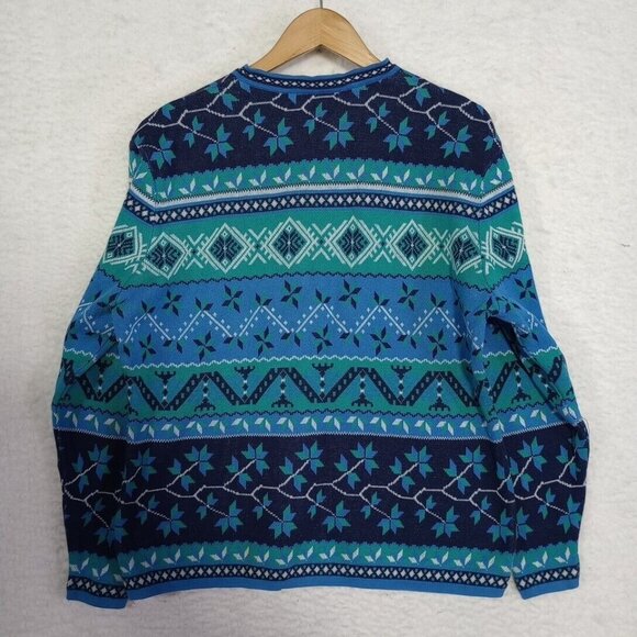 Vintage First Issue Womens L Button Up Sweater Cardigan Aztec Southwest Cotton - Picture 11 of 16